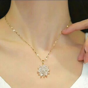 Flower Cubic Zirconia Minimalist Chic Holiday Gift Festival Floral Pendent